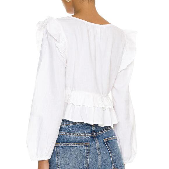 Cleobella Mandie Blouse Ivory Size M NWOT Boho Ruffle Organic Cotton - Picture 3 of 12